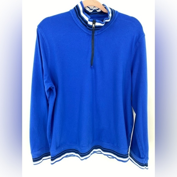 Lands end men’s pullover royal blue sweater quarter zip size large - Picture 1 of 8